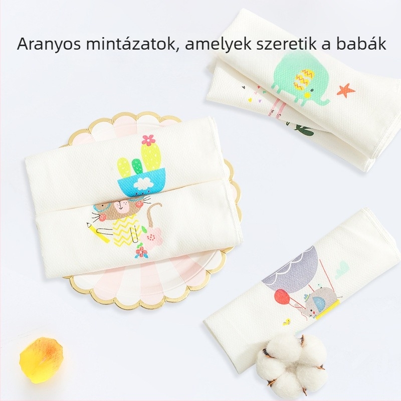 Csecsemő nyálvédő pamutból Muslintree Cotton Tree, rajzfilm mintával, 0–3 éveseknek