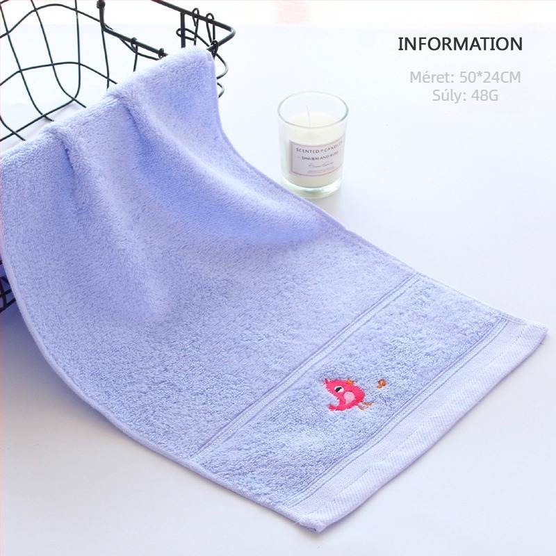 100% pamut gyerek törölköző, 32 szálas fonal, hímzett, jacquard és sík szövés, súly 50 g alatt, testreszabható