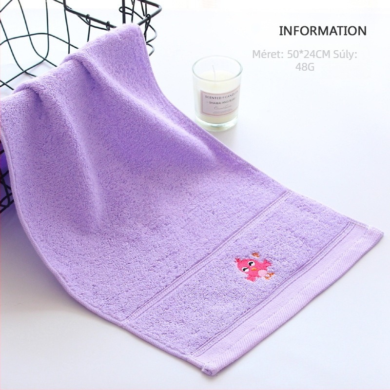 100% pamut gyerek törölköző, 32 szálas fonal, hímzett, jacquard és sík szövés, súly 50 g alatt, testreszabható