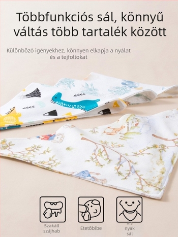 Újszülöttek: kétoldalas pamut háromszög alakú nyálkendő