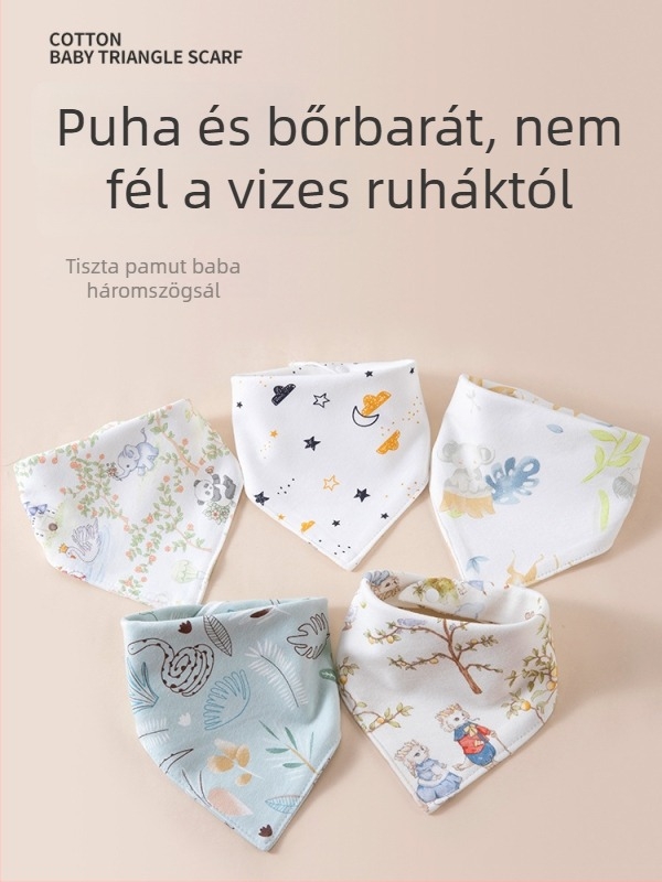 Újszülöttek: kétoldalas pamut háromszög alakú nyálkendő