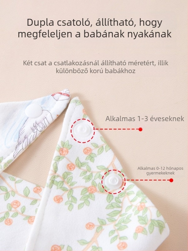 Újszülöttek: kétoldalas pamut háromszög alakú nyálkendő