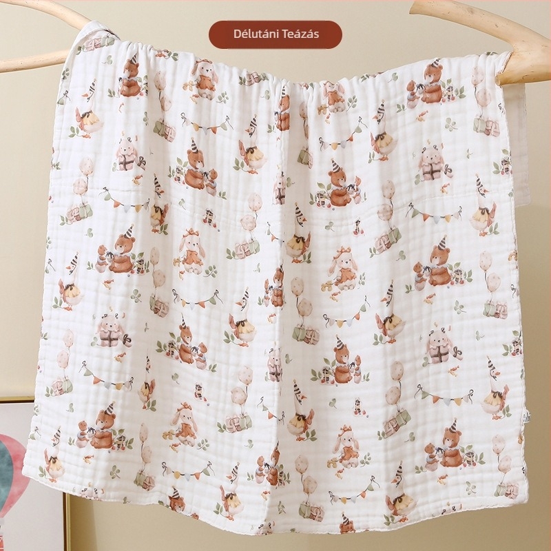 Baba géz fürdető törölköző Cartoon mintával – minden évszak, 300–400 g, 40 szál, nyomtatott