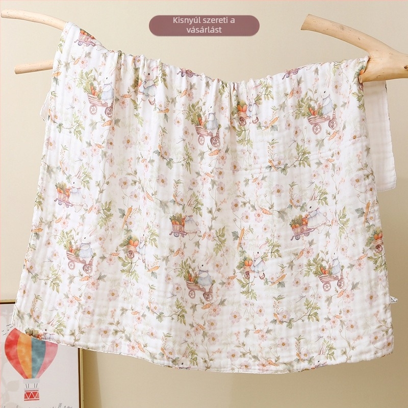 Baba géz fürdető törölköző Cartoon mintával – minden évszak, 300–400 g, 40 szál, nyomtatott