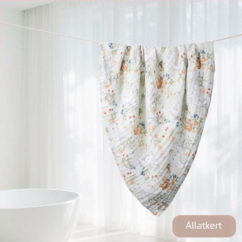 Baba géz fürdető törölköző Cartoon mintával – minden évszak, 300–400 g, 40 szál, nyomtatott