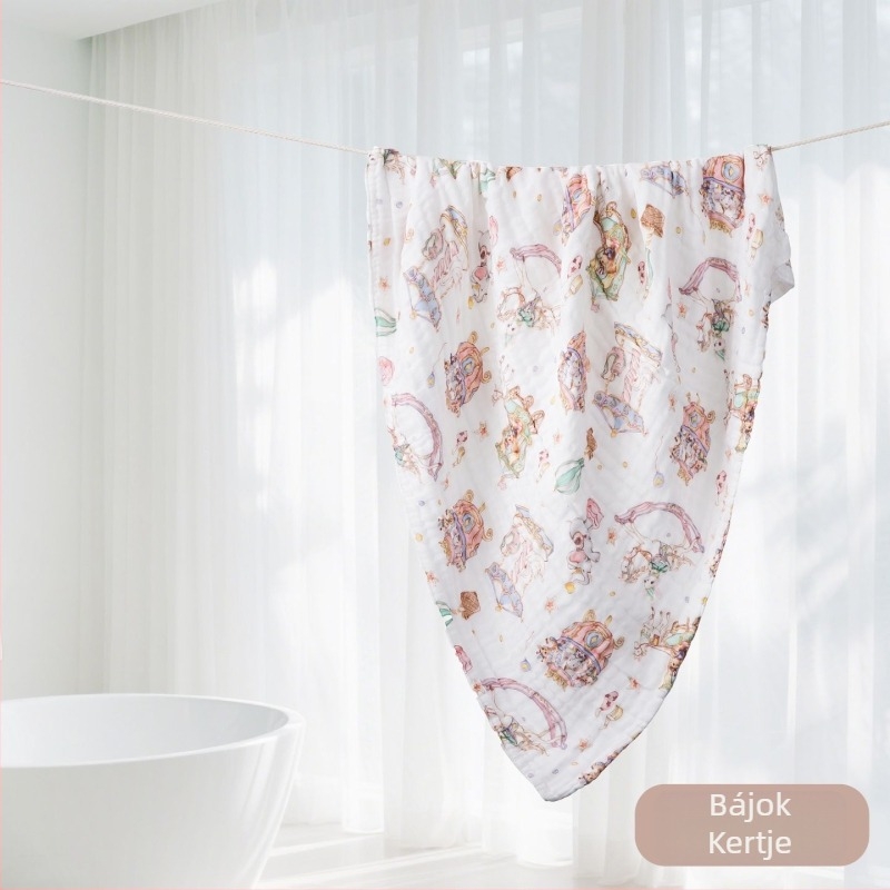 Baba géz fürdető törölköző Cartoon mintával – minden évszak, 300–400 g, 40 szál, nyomtatott