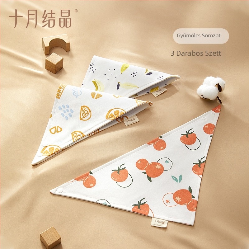 October Crystal Triangle Bib - Pamut, Uniszex, Újszülötteknek