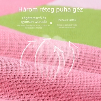 Baba háromréteg géz fürdőlepedő, 50% pamut / 50% viszkóz, 32 szál, felvarrt szélek, 200–300 g