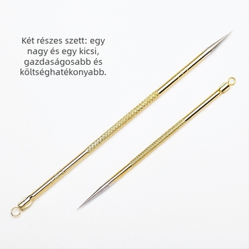 Rozsdamentes acélból készült professzionális mitesszer- és pattanáseltávolító tűkészlet – 2 darab, hosszú és rövid