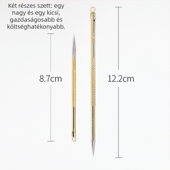 Rozsdamentes acélból készült professzionális mitesszer- és pattanáseltávolító tűkészlet – 2 darab, hosszú és rövid