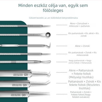 Rozsdamentes acél akne eltávolító eszközök készlet általános használatra