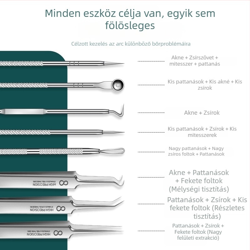 Rozsdamentes acél akne eltávolító eszközök készlet általános használatra