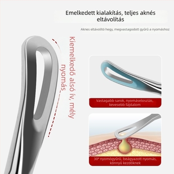 Pattanások és comedo-eltávolító készlet, ultraéles tű, No. 5 vég, rozsdamentes acél