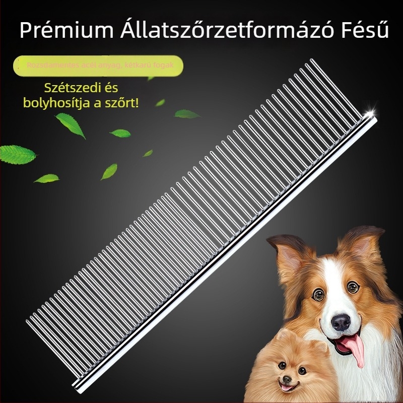 Nemesacél kutya fésű - egyenes tű fésű a csomók kioldására - Guazhou Animal Husbandry