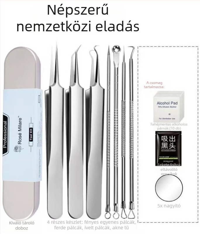 Mirar akne eszközök készlet rozsdamentes acélból, otthoni használatra, 5 éves élettartam