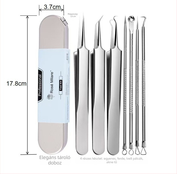 Mirar akne eszközök készlet rozsdamentes acélból, otthoni használatra, 5 éves élettartam