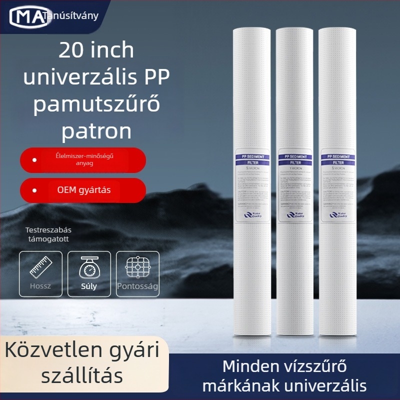 Víztisztító szűrőelem – polipropilén, PP gyapot szűrő, elülső szerelés, 500 L/óra