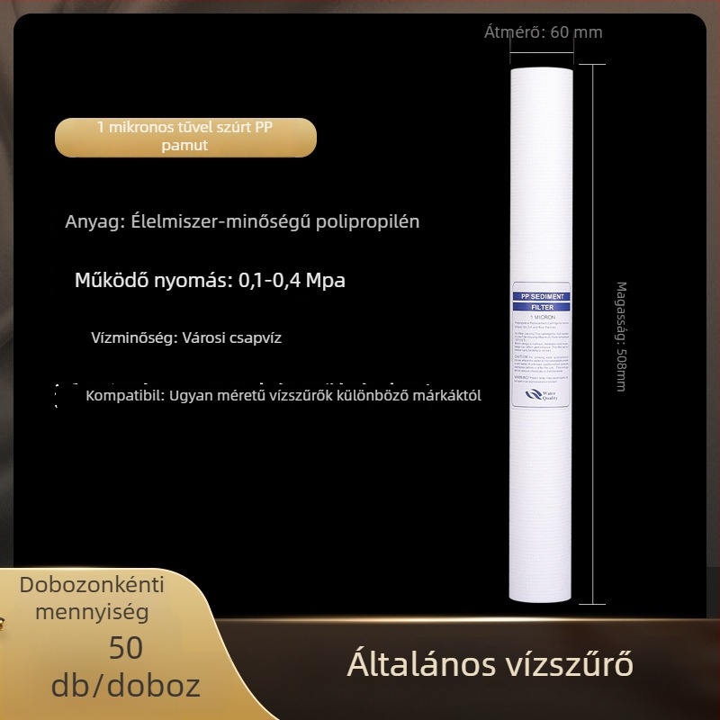 Víztisztító szűrőelem – polipropilén, PP gyapot szűrő, elülső szerelés, 500 L/óra