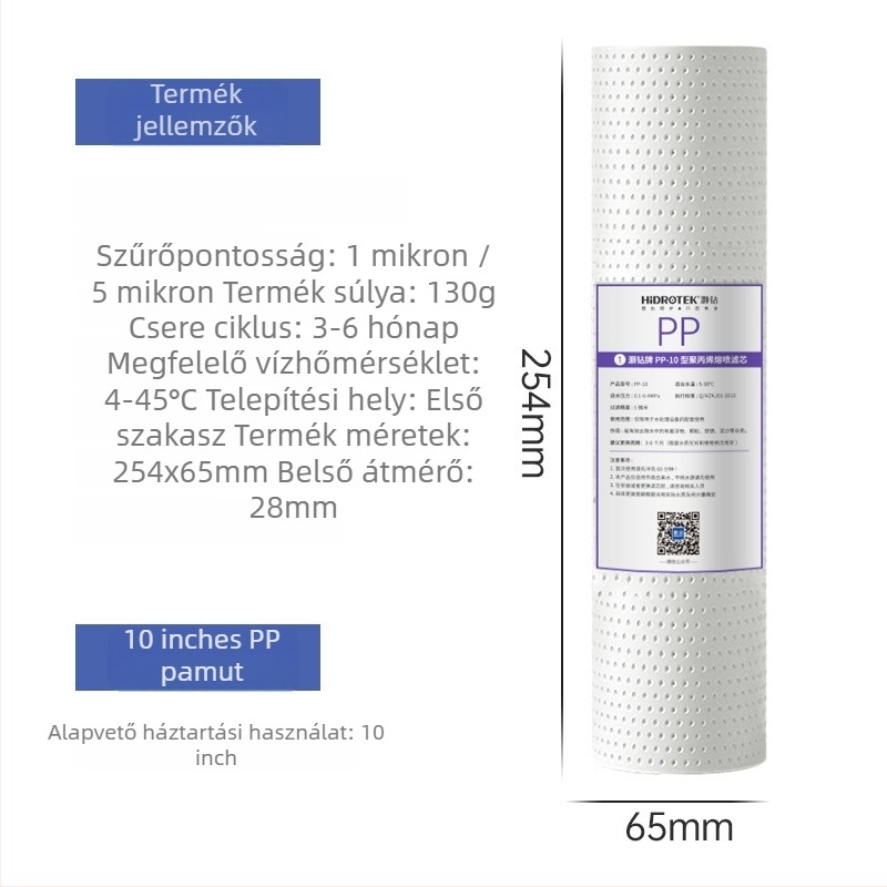 Víztisztító szűrőelem, PP pamut, szűrés, fizikai szűrés, HIDROTEK/Diamond