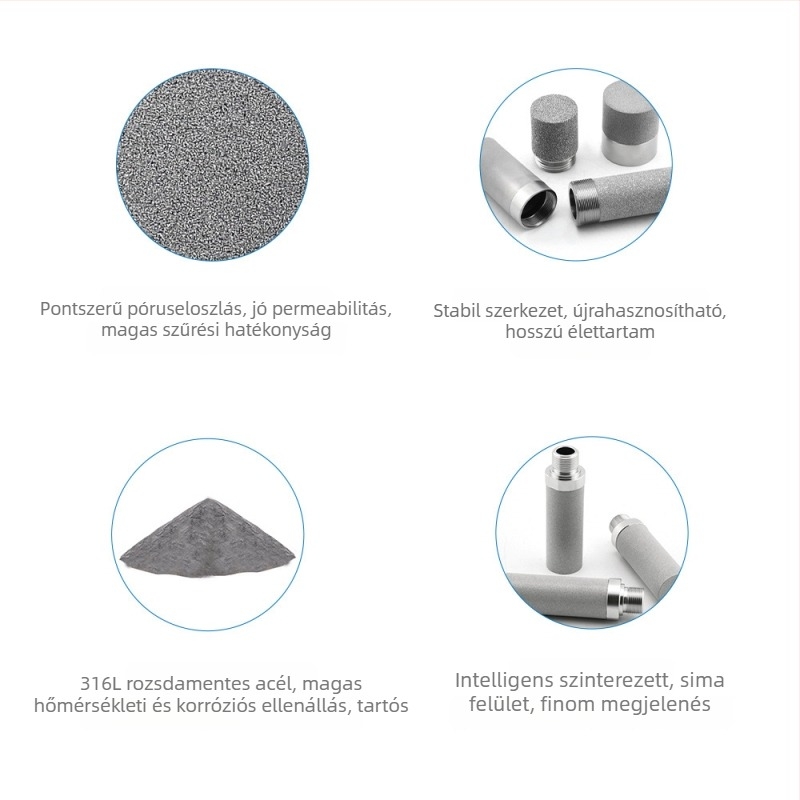 316L rozsdamentes acél porózus szinterelt szűrőelem - magas hőmérséklet-ellenállás, korrózióállóság, porozitás 15-45%, nyomásállóság 3-5 MPa