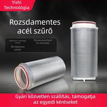 Rozsdamentes acél vízszűrő elem, modell MYJ-01, 40 mikron, üledék szűrő, belső szűrőházhoz