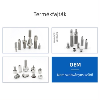 316L rozsdamentes acél, menetes szűrőelem, por-szinterezett, magas hőmérséklet, mikronos precizitás, 98%-os adszorpció, porozitás 35–45%