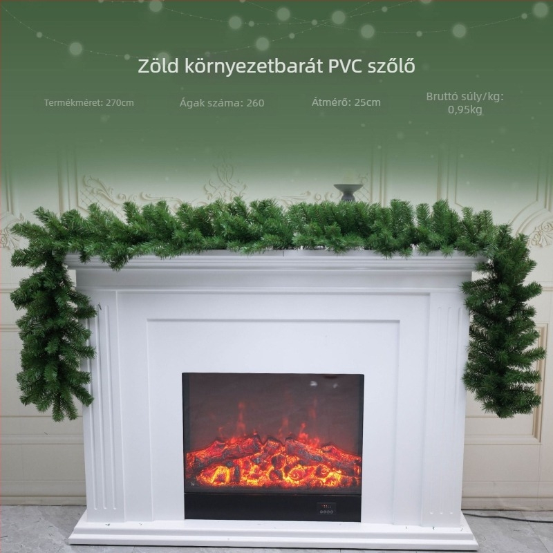 Karácsonyi ratán hópehely girland - PVC anyag, Rice vine márka, modern és minimalist stílus, gépi és kézi munka, alkalmas karácsonyra