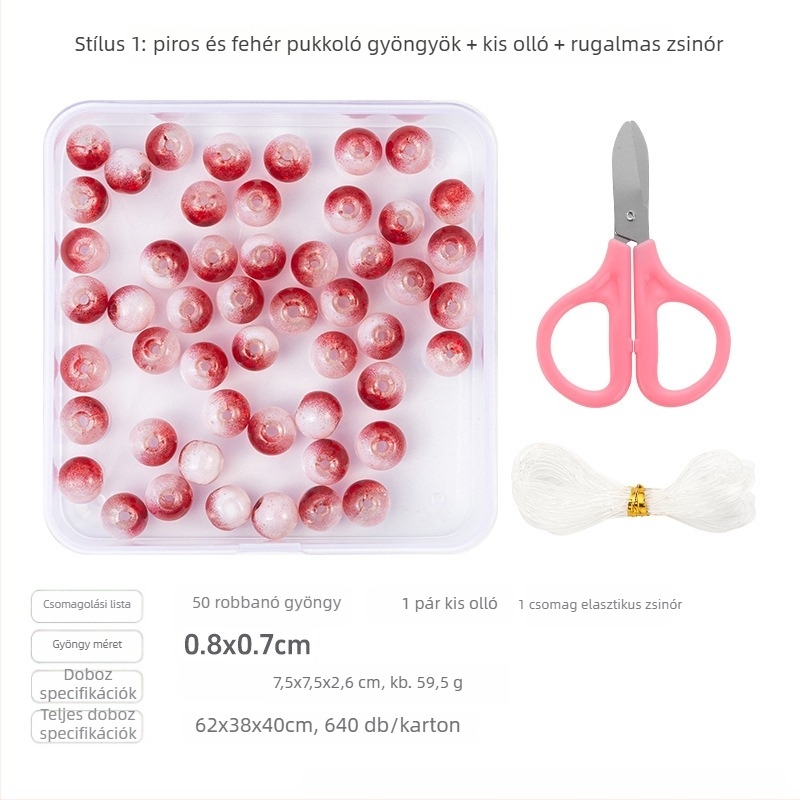 DIY ékszer gyöngykészlet — üveg gyöngyök kör alakúak, elektroplatált bevonattal, márka qiao