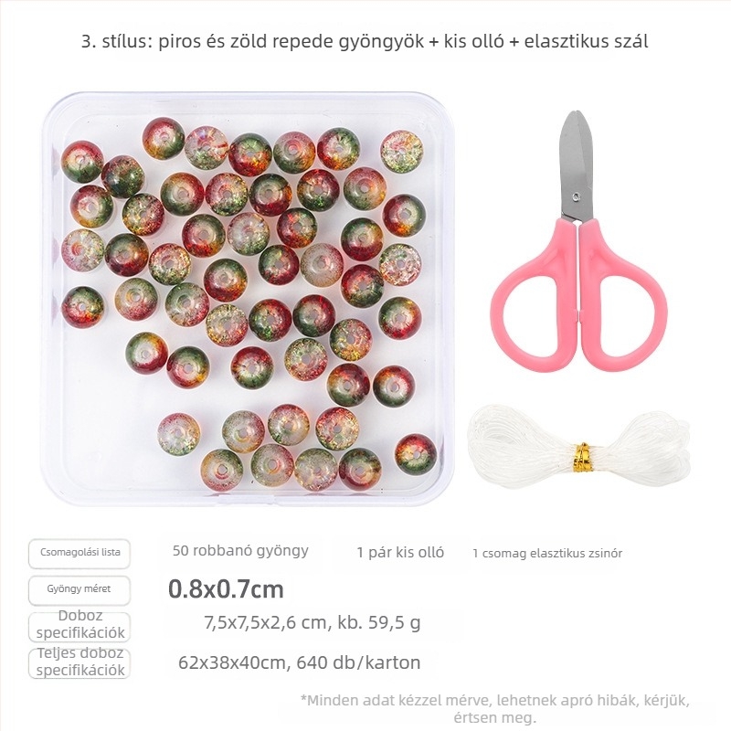 DIY ékszer gyöngykészlet — üveg gyöngyök kör alakúak, elektroplatált bevonattal, márka qiao