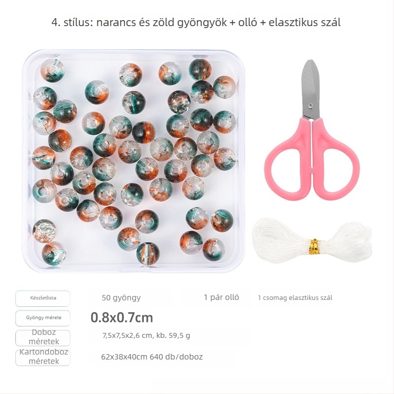 DIY ékszer gyöngykészlet — üveg gyöngyök kör alakúak, elektroplatált bevonattal, márka qiao