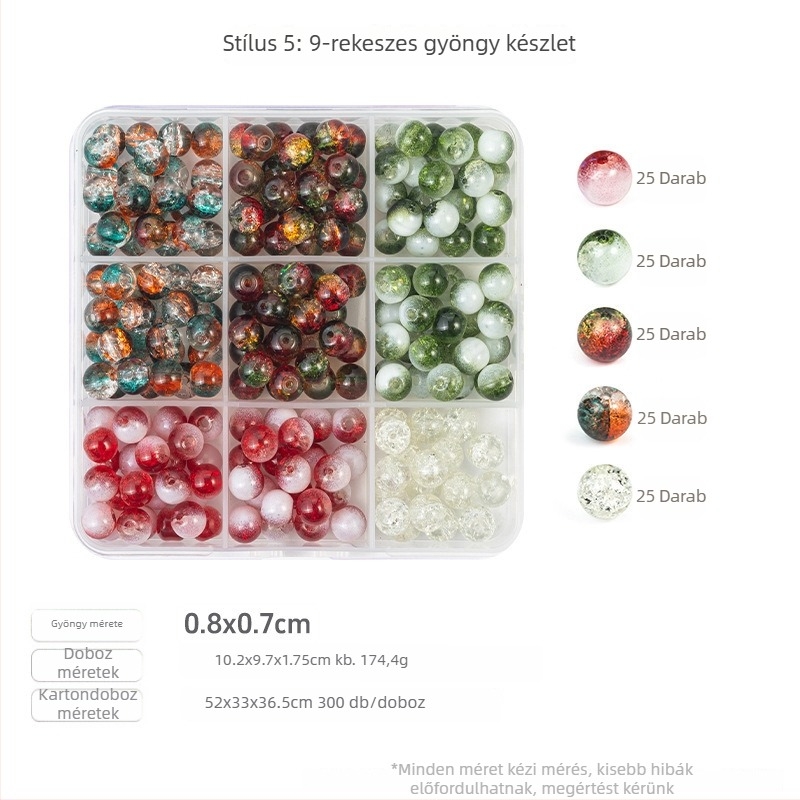 DIY ékszer gyöngykészlet — üveg gyöngyök kör alakúak, elektroplatált bevonattal, márka qiao