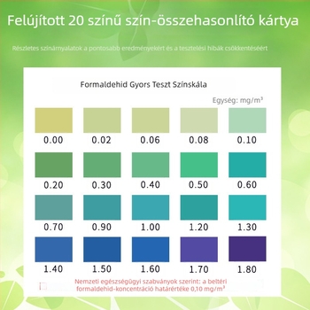 Formaldehid önellenőrző doboz – beltéri levegőminőség mérő, otthonra, új házhoz, teszt reagens készlet; mérési tartomány 0.01–0.50; pontosság 0.01; mért objektum: levegő
