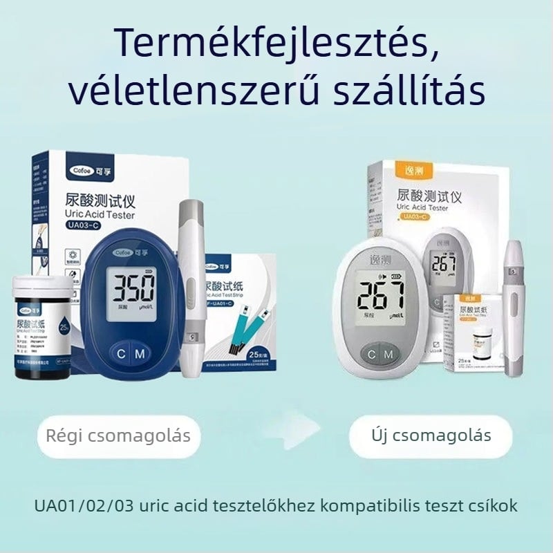 Kefu húgysav detektor – otthoni használatra szánt urát tesztelő készülék 25 tesztcsíkkal, Hunan