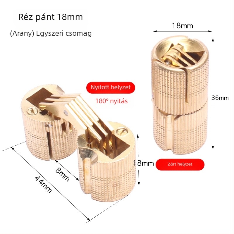 Golden Tripod sárgaréz rejtett csukló elektromos dobozhoz – rejtett ajtó hardver, csendes egykezes működés, nikkelezett felület