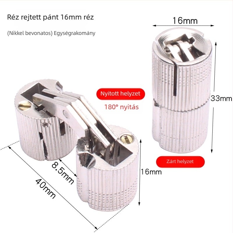 Golden Tripod sárgaréz rejtett csukló elektromos dobozhoz – rejtett ajtó hardver, csendes egykezes működés, nikkelezett felület