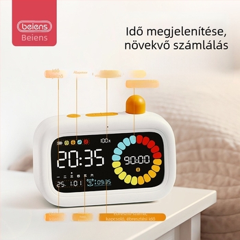 Benish Látványos időzítő gyerekeknek, ébresztőóra a tanuláshoz, 4–6 éveseknek, műanyag ház, tanulási időgazdálkodás, fejleszti a látást, az érzékelést és a hallást