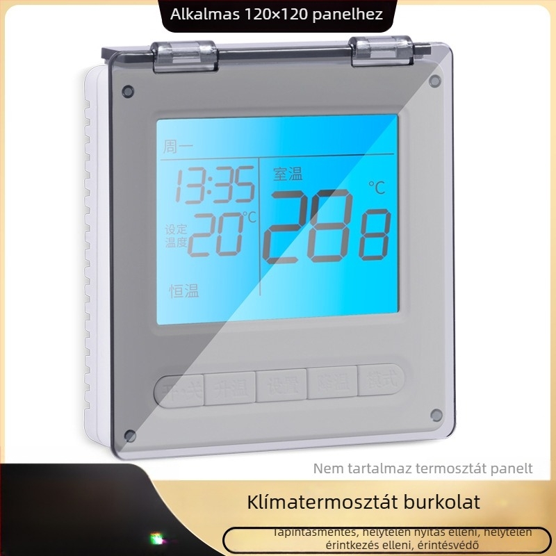 Központi klímaberendezés árnyékoló paneljének védőfedél kapcsoló dobozhoz és termosztáthoz — védelem véletlen érintés ellen, fürdőszobai fröccsenés elleni védelem