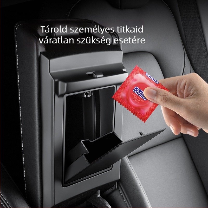 Tesla Model Y központi konzol karfa tárolórekesz módosító kiegészítők – privát rekesz
