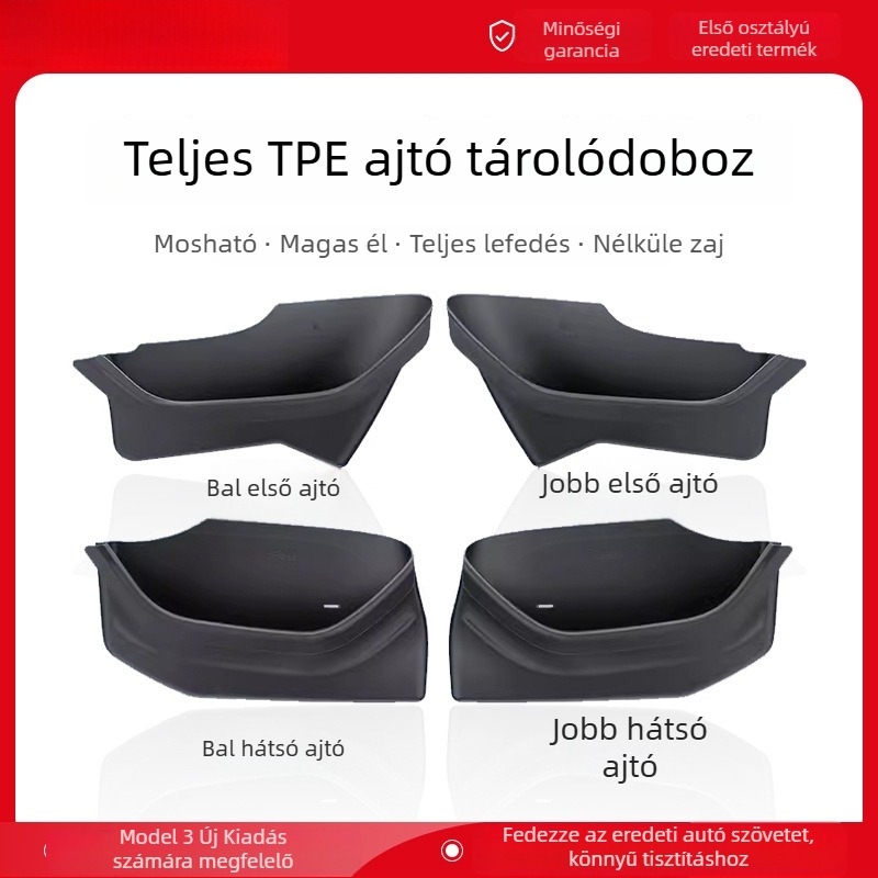 A Tesla Model Y ajtókilincs tároló doboza (6 férőhelyes) – négyajtós kivitelhez, műanyag, vízálló, nyomásálló