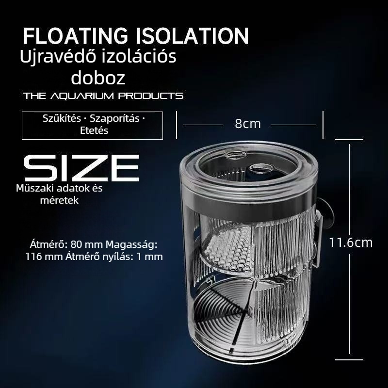 Úszó akril inkubáló doboz szaporodási izolációhoz