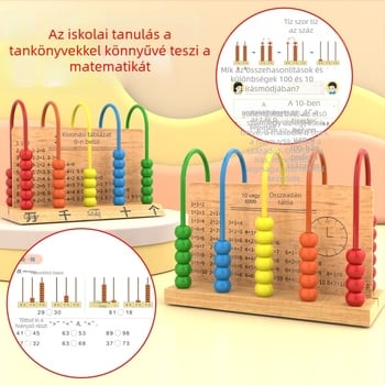 Faanyagból készült matematikai taneszközök 1–2. osztály számára – Tangram, számoló rudak, óramodel, tanuló doboz, kötetek 1–2 (Youcai márka)