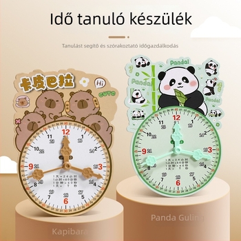 Tanulási óra modell a idő megértéséhez – karton/műanyag kivitelben, 7–14 éveseknek; csomagolás hálós zacskóban; elősegíti a szellemi fejlődést, a gyakorlati tanulást és a kölcsönhatásos játékot.