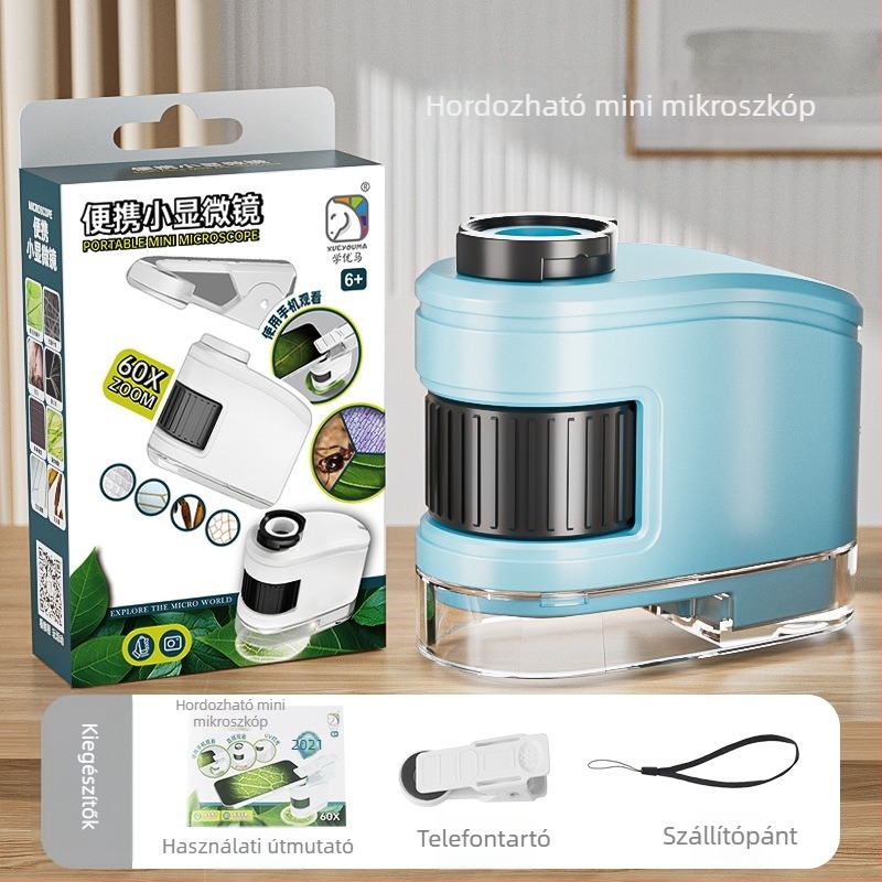 Hordozható optikai mikroszkóp és nagyító — Oktatási tudományos játék 7–14 éveseknek, Learn from Yuma, műanyag, 3C tanúsítvány 2021152202038574