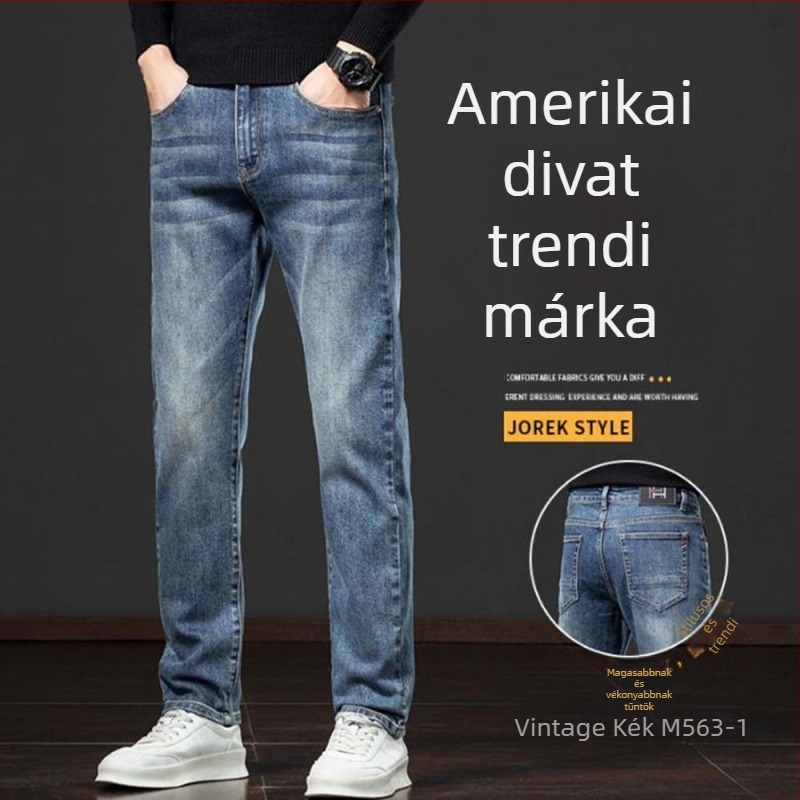 Férfi farmernadrág egyenes szabású, középmagas derékkal, 73% pamut denim, vastag anyag, cipzáras