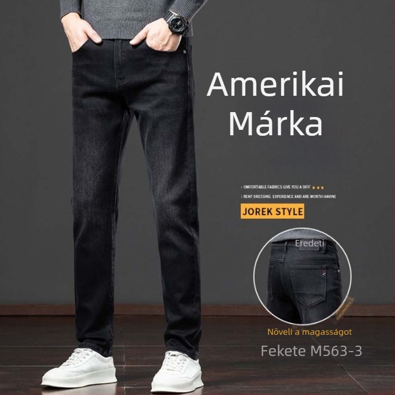Férfi farmernadrág egyenes szabású, középmagas derékkal, 73% pamut denim, vastag anyag, cipzáras