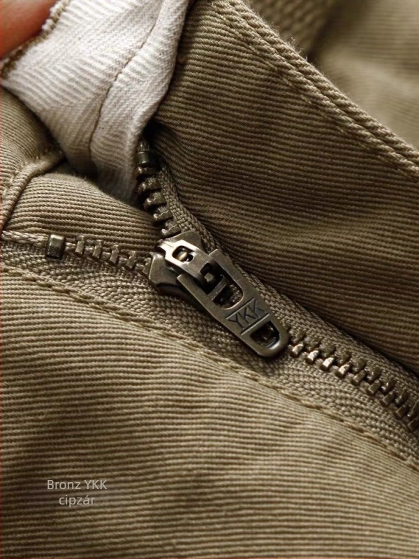 Férfi pamut twill egyenes nadrág, japán retro Harajuku stílus, középmagas derék, cipzáros zsebek, több zseb, munkaruházat tavasszal-őszig