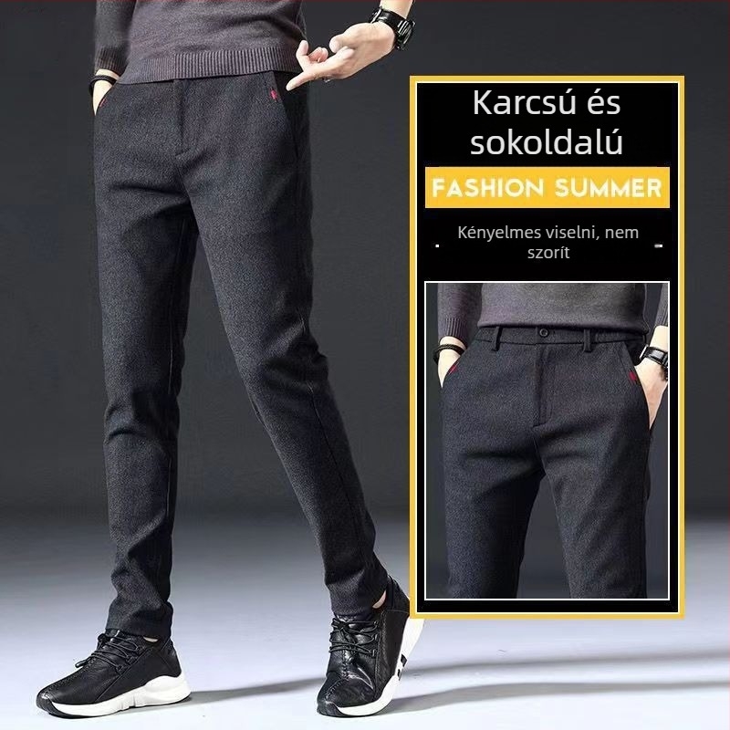 Férfi Koreai stílusú egyenes szabású sportos nadrágok, hosszúak, őszi, poliészter keverék