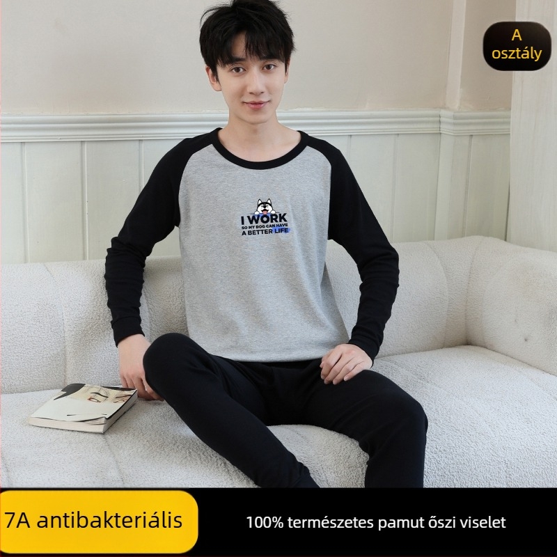 Ifjúsági őszi pamut termikus alsó-felső készlet (felső + alsó) – 100% pamut, lélegző, antibakteriális, melegen tart, 500 g/készlet, vékony, 13–18 éves