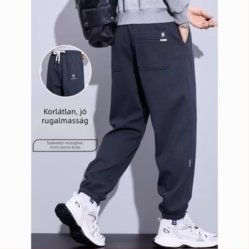 Férfi melegítő nadrág, alacsony derék, cipzáras zárás, egyenes szabás, kézzel rajzolt dizájn