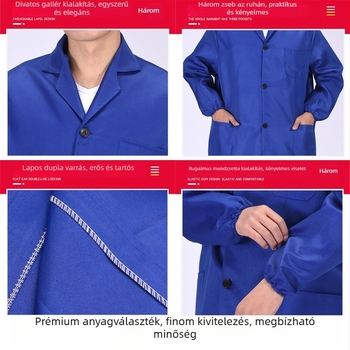 Férfi munkaruha kabát kamuflázzal, antifouling és dekonaminációs funkcióval, külső poliészter anyag és vegyi rostok keveréke, négy évszakos viselet gyárak és raktárak számára